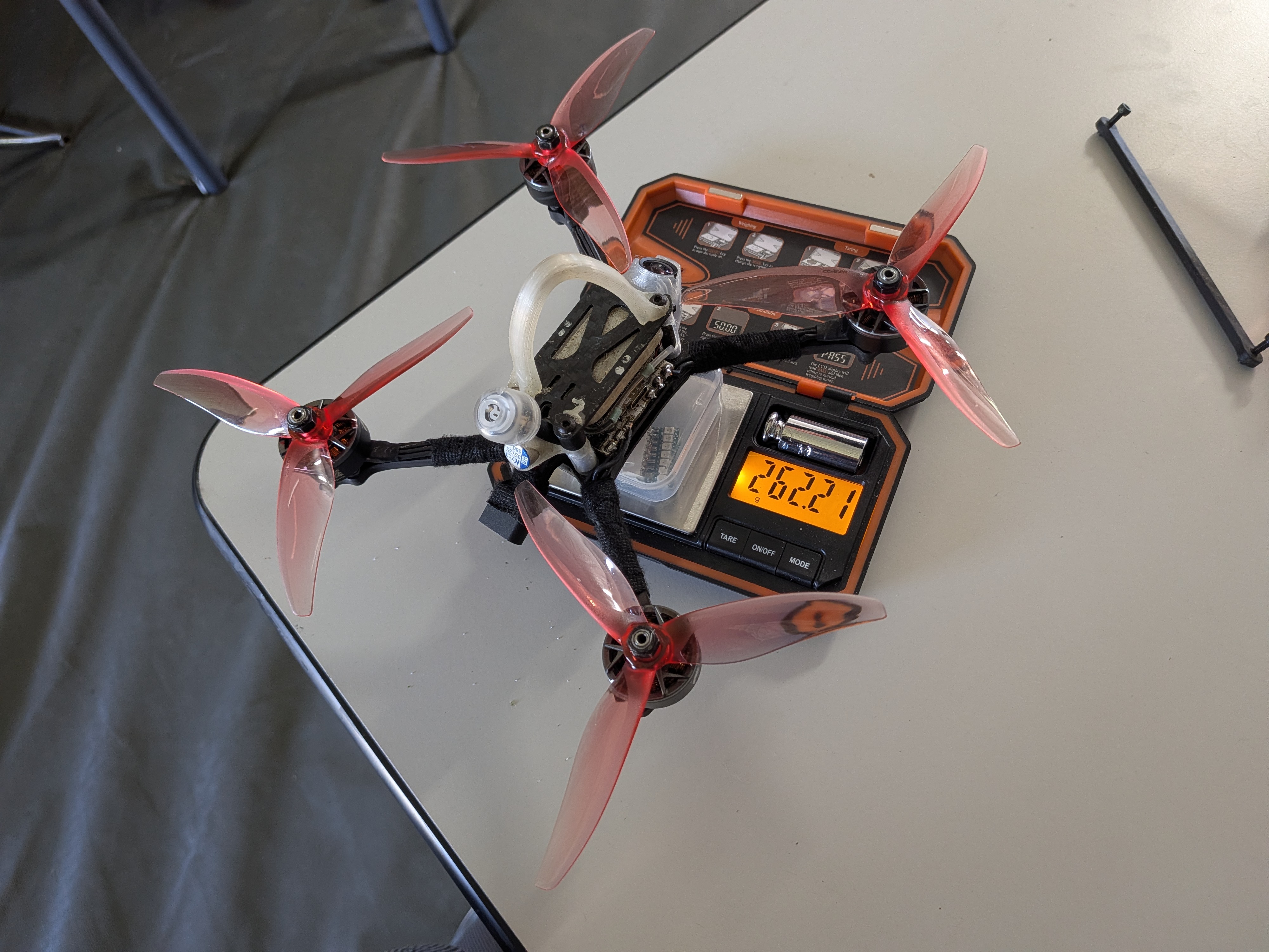 5-inch FPV racing quad on a scale